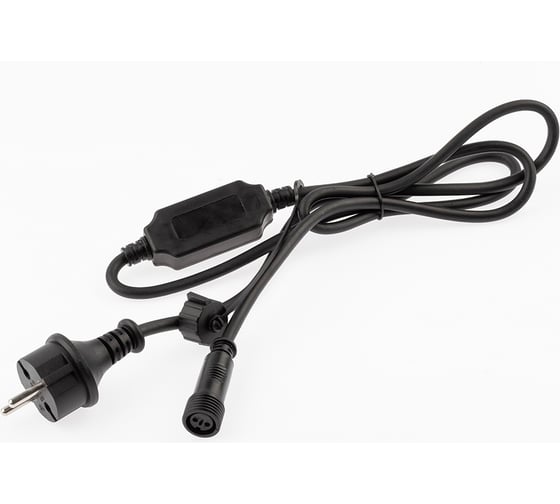 Изображение товара Шнур питания для подключения гирлянд ЭРА, IP65, 1,5 м, черный, каучук, 2А, 450Вт, 220В Б0051880