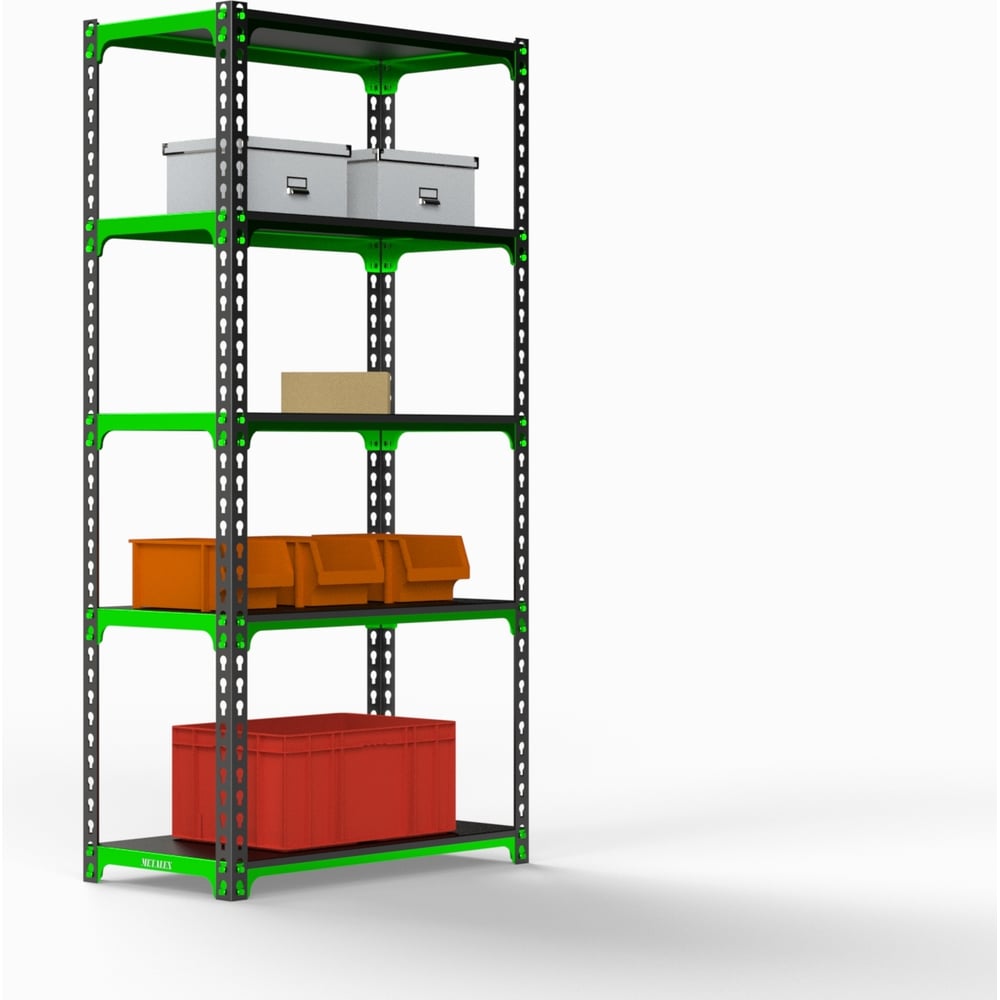 Изображение товара Стеллаж ООО Металекс MID 1800x1000x400, 5 полок, сталь, серый, бытовой