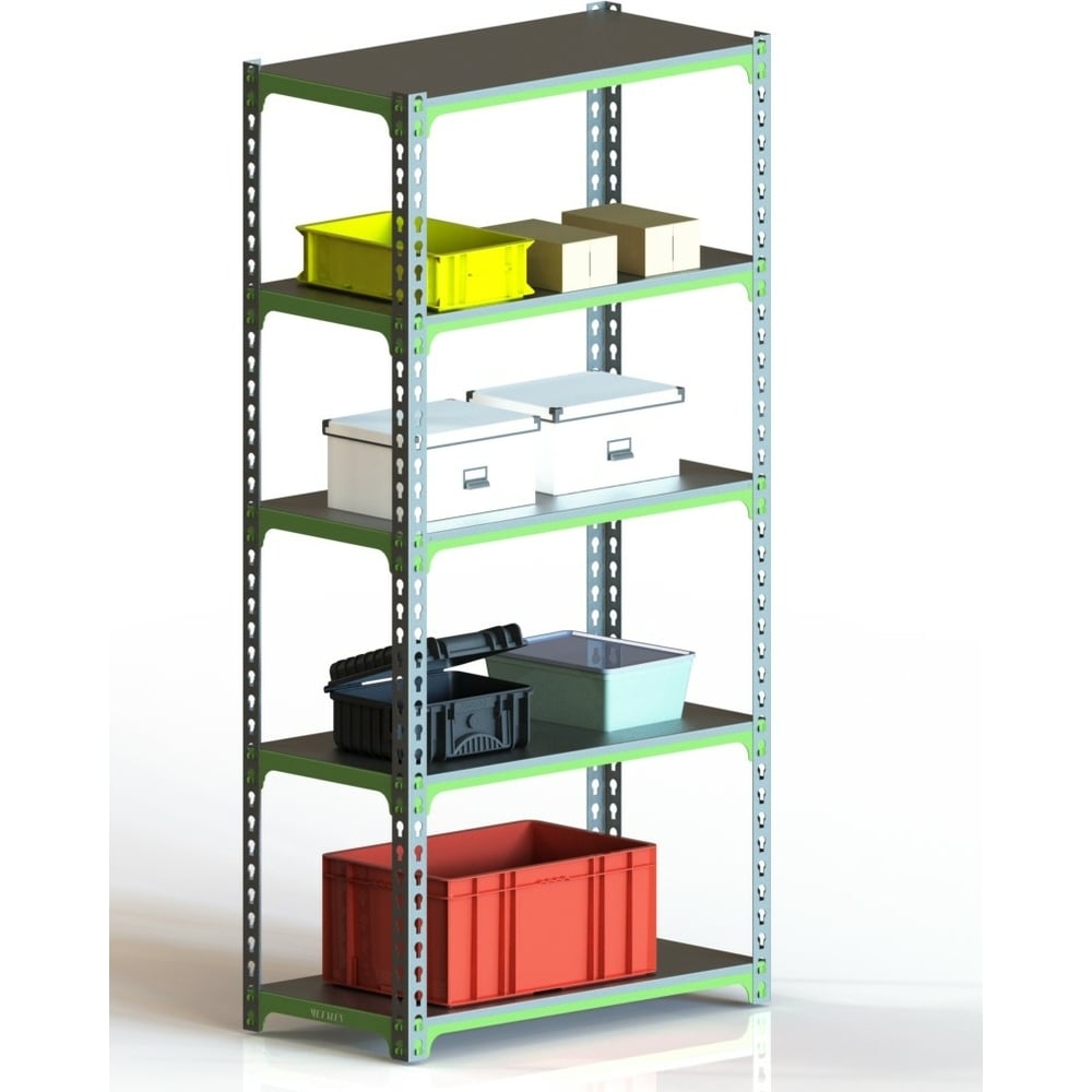 Изображение товара Стеллаж ООО Металекс MID 2200x1000x400 мм 5 полок сталь краска серый