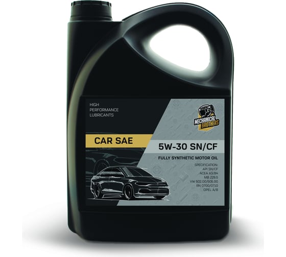 Изображение товара Моторное синтетическое масло MECHANICAL BROTHERS CAR 5W-30, SN/CF, 5 л 4673725542047