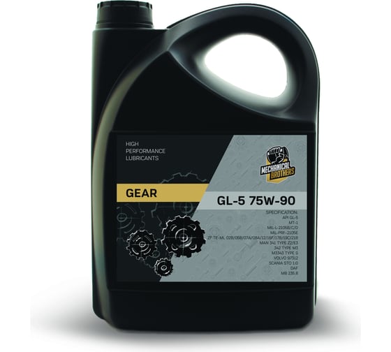 Изображение товара Трансмиссионное масло MECHANICAL BROTHERS GEAR GL-5, 75W-90, 5 л 4673725541545