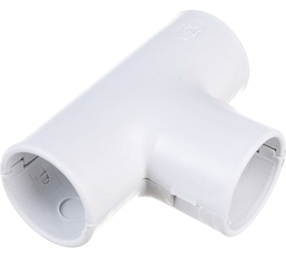 Изображение товара Cоединительный тройник для трубы EKF 25 мм, белый, упаковка 5 штук Plast tr-t-25w-r
