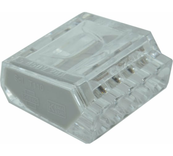 Изображение товара Компактная 5-и проводная клемма iTOK БК05 (TYP015), Полиамид, 1,0-2,5мм, 24А, 450В, 20шт i-BK05-5-24-450-20