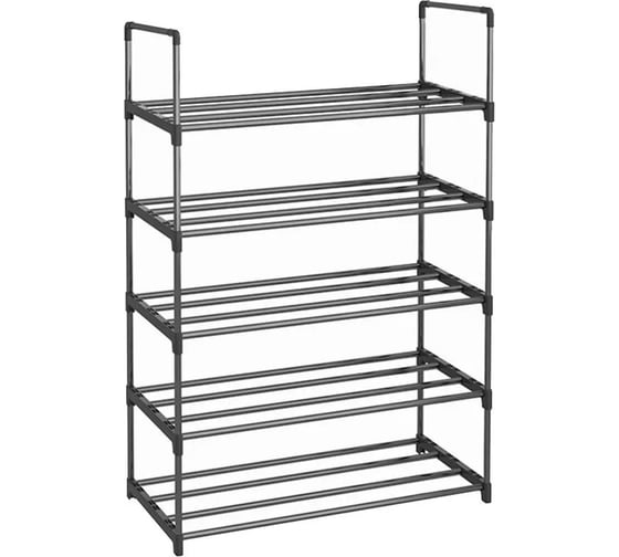 Изображение товара Этажерка для обуви URM из нержавеющей стали, с пластиковыми уголками, 5 ярусов, 91x60x28.5 см, черная D00672