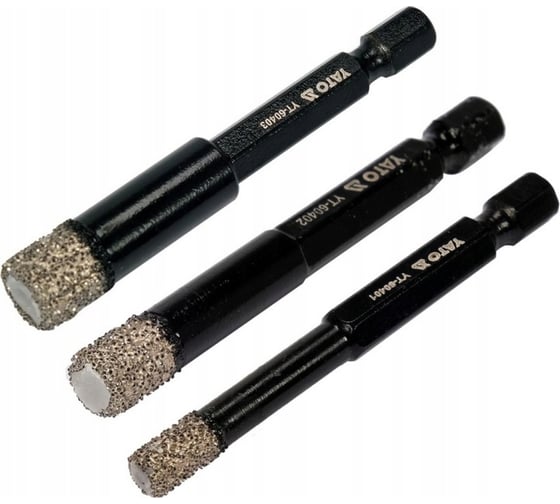 Изображение товара Набор алмазных коронок по плитке YATO 6,8,10мм YT-60409 345760409 092 1