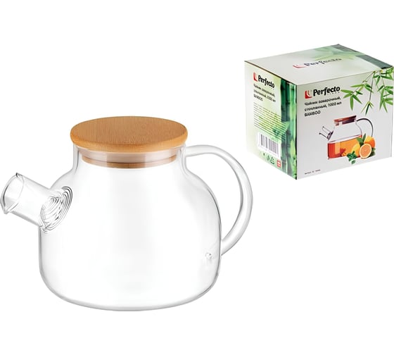 Изображение товара Стеклянный заварочный чайник PERFECTO LINEA Bamboo 1 л 38-100000