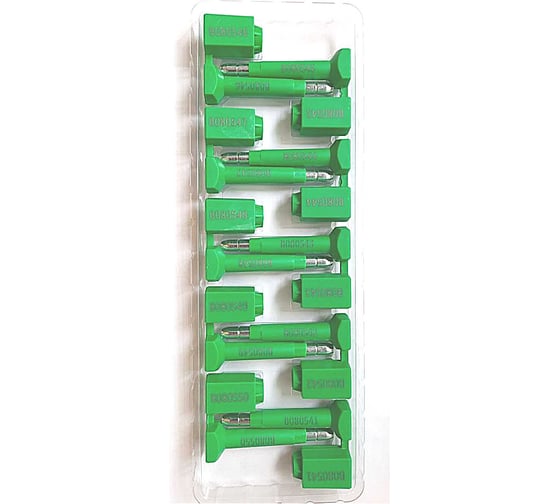 Изображение товара Пломба ООО Пломба.Ру стержневая номерная, D10 мм, L 73, Цвет Зеленый 10 шт.С-3-2201 41711