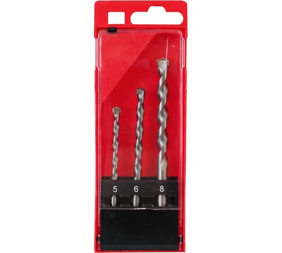 Изображение товара Набор сверл по бетону с твердосплавной напайкой 5, 6, 8 мм, 3 шт, пластиковая коробка Спец 320106