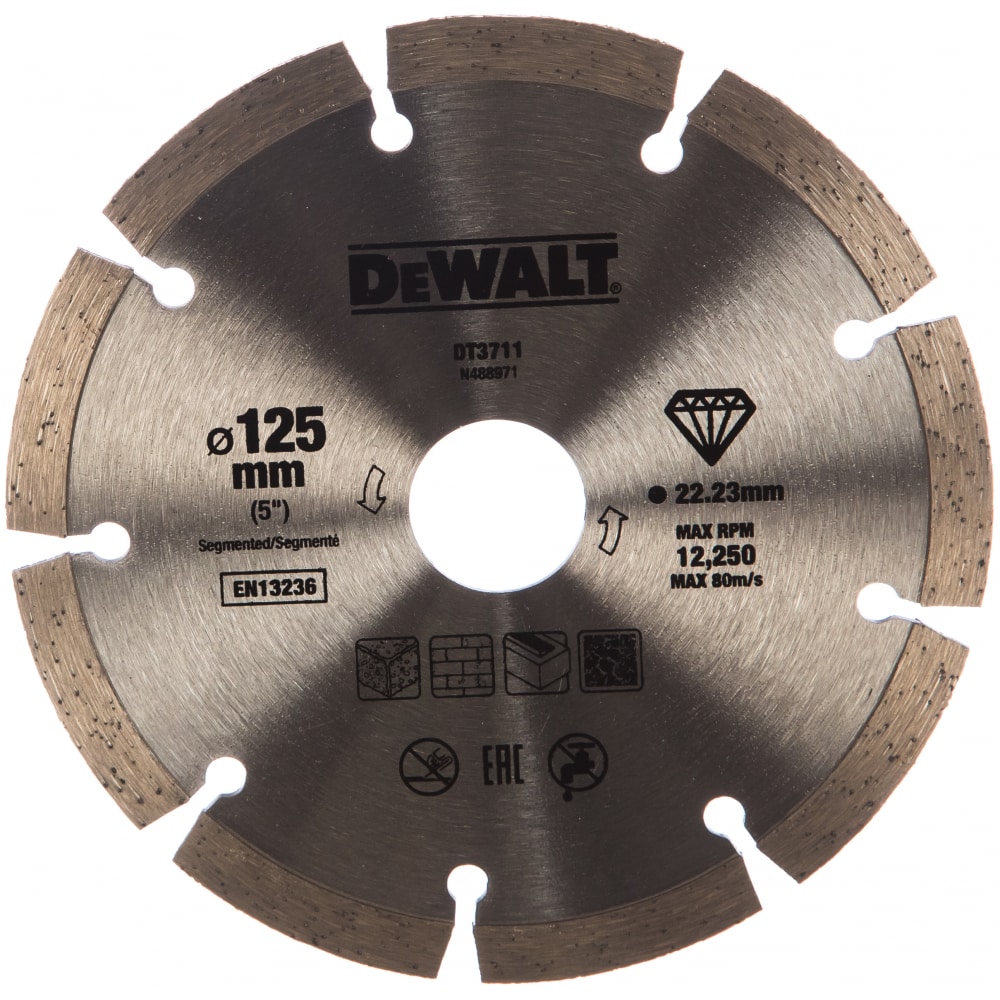 диск алмазный dewalt 125 1 8 22 2мм dt3711 qz Сегментированный алмазный диск по стройматериалам Dewalt