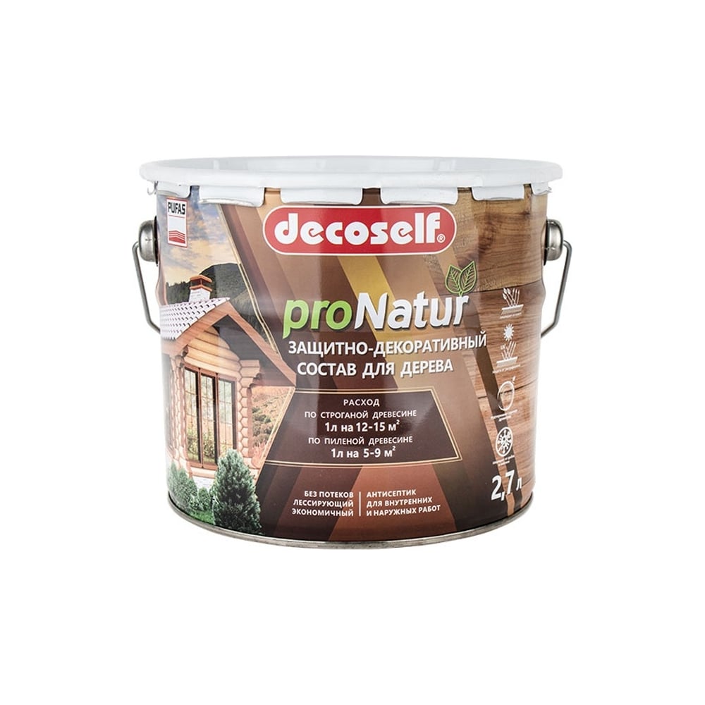 Изображение товара Лессирующий антисептик для дерева Pufas палисандр 2,7л Decoself защита и оформление