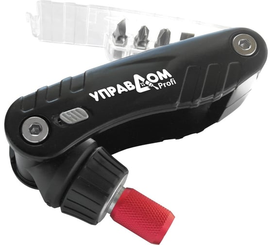 Изображение товара Реверсивно-рычажная отвёртка в наборе с битами Управдом 7 в 1 РН№1, №2 4100002832