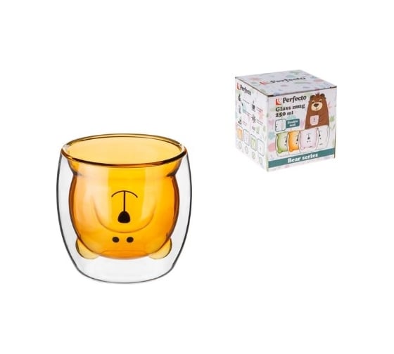 Изображение товара Стеклянный стакан PERFECTO LINEA серия Bear с двойными стенками, 250 мл, оранжевый 30-125002