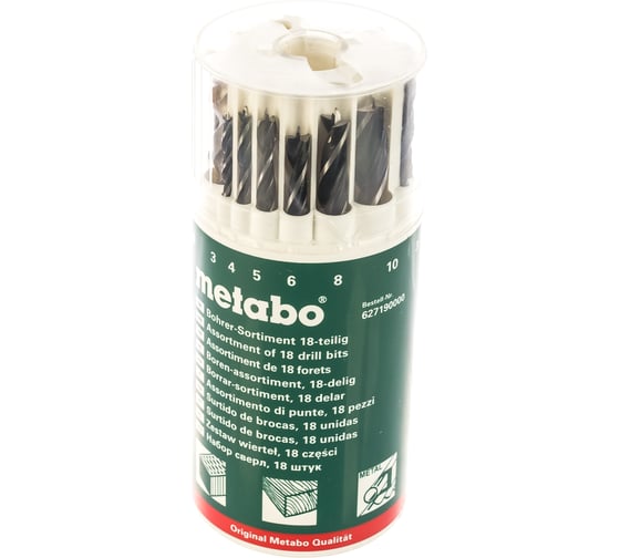 Изображение товара Набор сверл универсальный 18 шт. (камень,металл,дерево 3-10 мм) Metabo 627190000