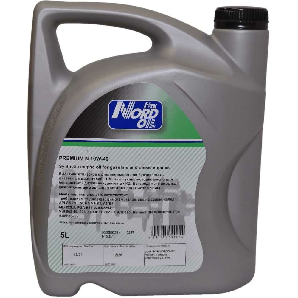 Моторное масло NORD NRL071 OIL Premium N 10W-40, SN/CF - фото 1