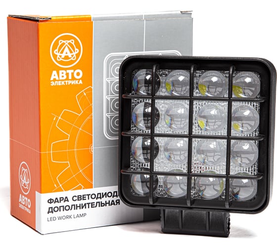 Изображение товара Фара рабочего света АВТОЭЛЕКТРИКА LED квадр., 12/24В, 16 светодиодов/48Вт, направленный (дальний) свет 09.2239