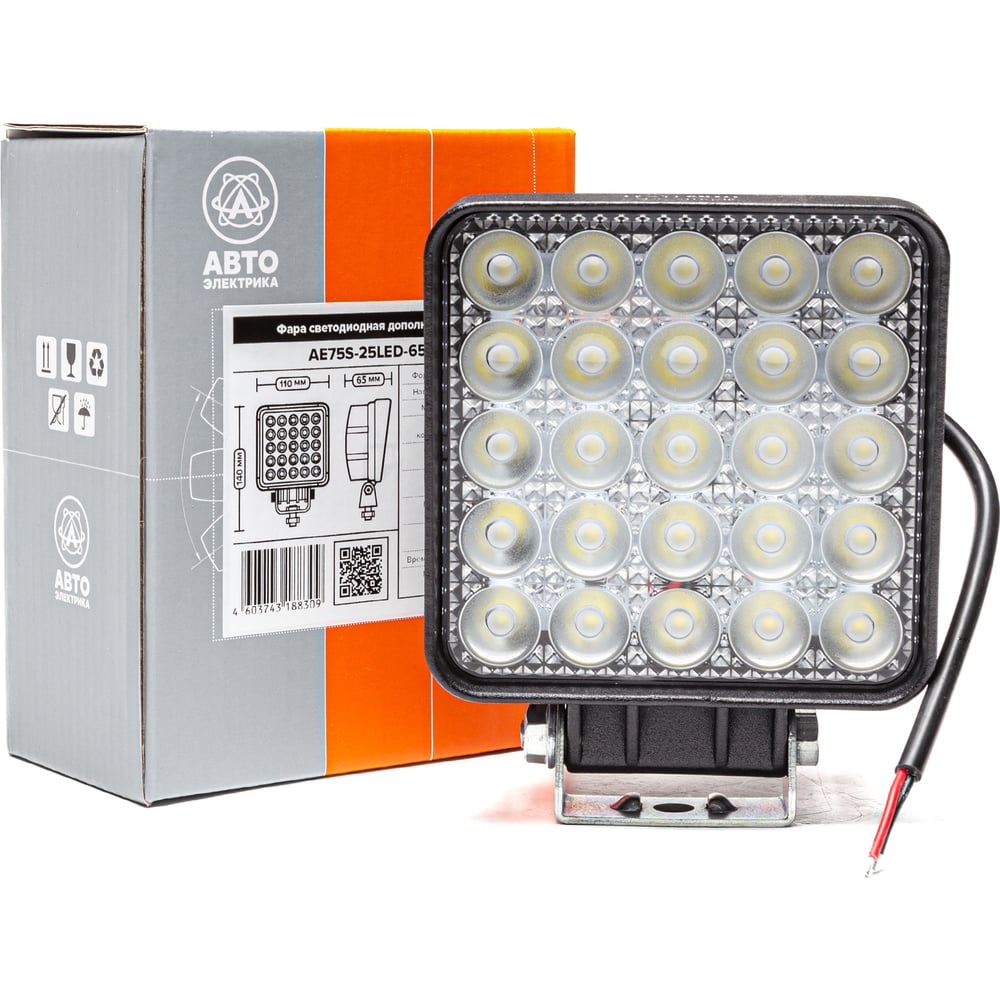 Изображение товара Фара рабочего света LED квадр. 75 Вт, 25 светодиодов, 12-24 В, направленный свет