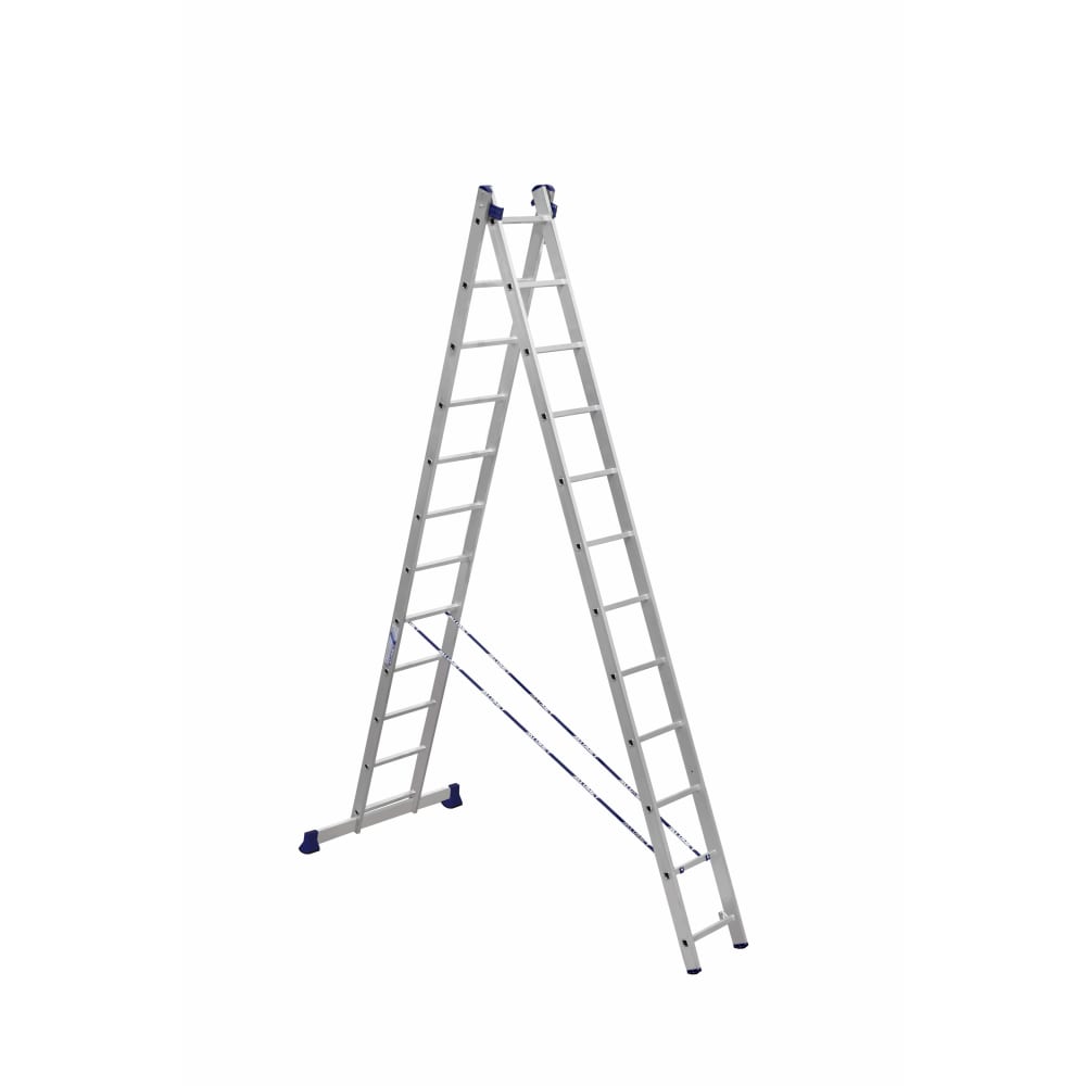 универсальная алюминиевая двухсекционная лестница ремоколор Двухсекционная универсальная алюминиевая двухсекционная лестница Алюмет