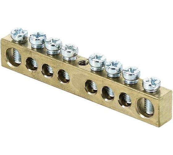 Изображение товара Шина EKF PEN "ноль-земля" (6x9мм) 8 отверстий, латунь, крепеж по центру, упаковка (10 шт) PROxima sn0-63-08