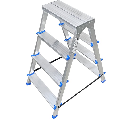 Изображение товара Алюминиевая двухсторонняя стремянка LadderBel 4 ступени STR2-AL-4
