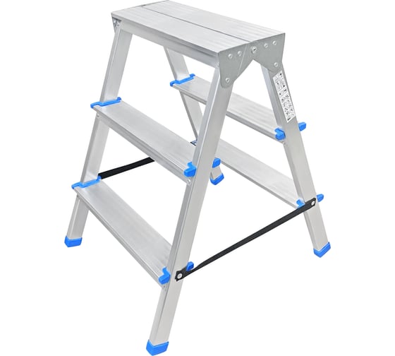 Изображение товара Алюминиевая двухсторонняя стремянка LadderBel 3 ступени STR2-AL-3