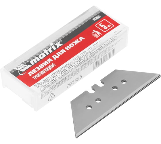 Изображение товара Лезвия трапециевидные, прямые для ножей 78924, 78900, 78964, 78967 (18 мм; 5 шт.) MATRIX 793555