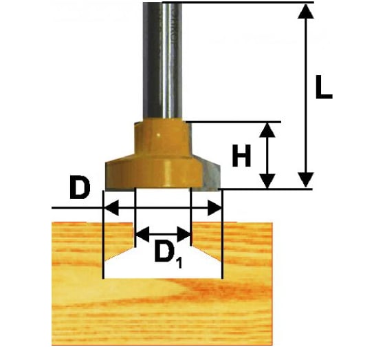 Изображение товара Фреза пазовая конструкционная Т - образная (25.4х12.7 мм; 30°; хвостовик 12 мм) по дереву Энкор 10517