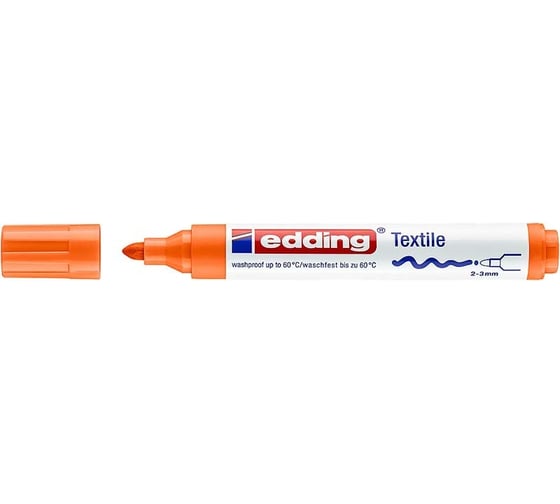 Изображение товара Маркер для ткани EDDING 4500 пигментные чернила, круглый наконечник, 2-3 мм, стирка до 60° С, оранжевый E-4500#6
