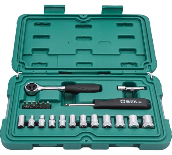 Изображение товара Набор торцевых головок SATA с принадлежностями, 1/4" 21 предмет 09521