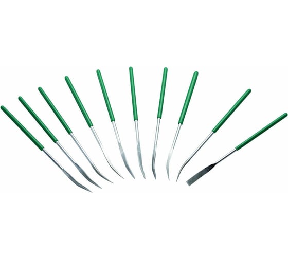 Изображение товара Набор алмазных надфилей Sata 10 предметов, разные виды и сечения, изогнутые 03805