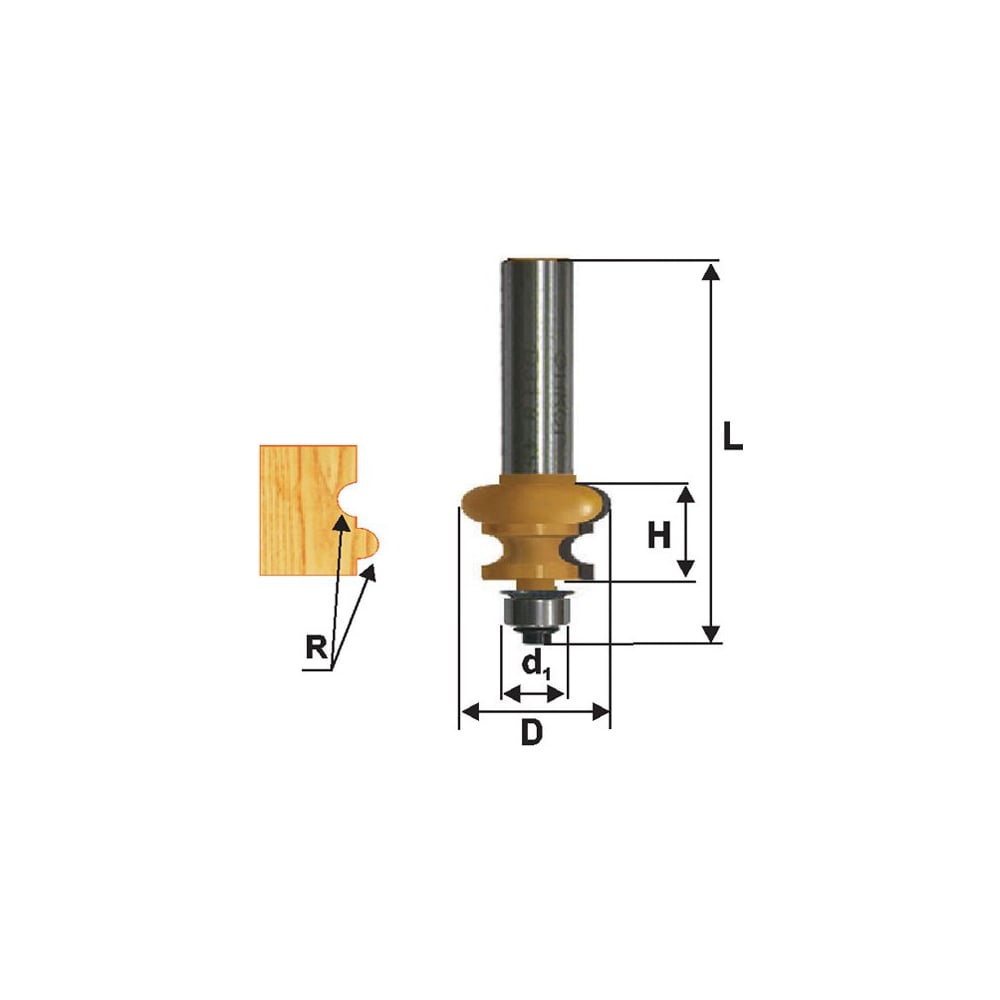 Изображение товара Фреза кромочная фигурная (25.4х16 мм; R 3.2 мм; хвостовик 12 мм) по дереву Энкор 10693
