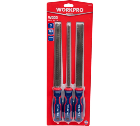 Изображение товара Набор напильников по дереву WORKPRO 200 мм, 3 шт. WP201703