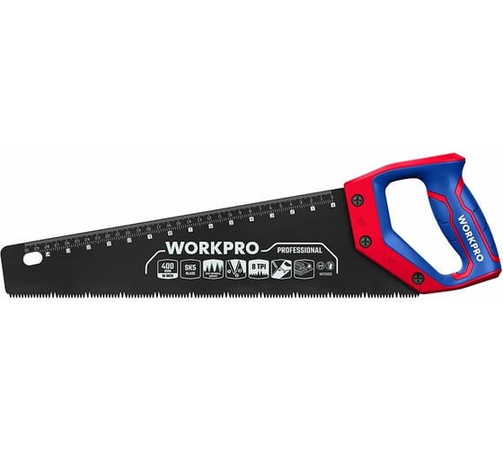 Изображение товара Ножовка по дереву WORKPRO c тефлоновым покрытием, 400 мм, SK5 WP215013
