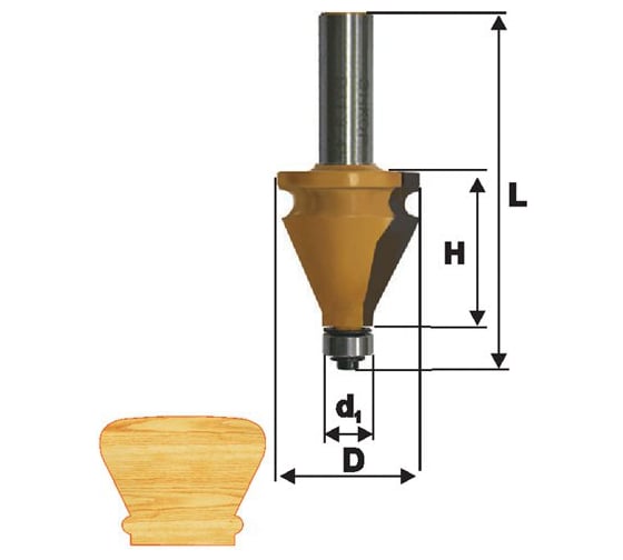Изображение товара Фреза кромочная фигурная (35х38 мм; хвостовик 12 мм) по дереву Энкор 10680