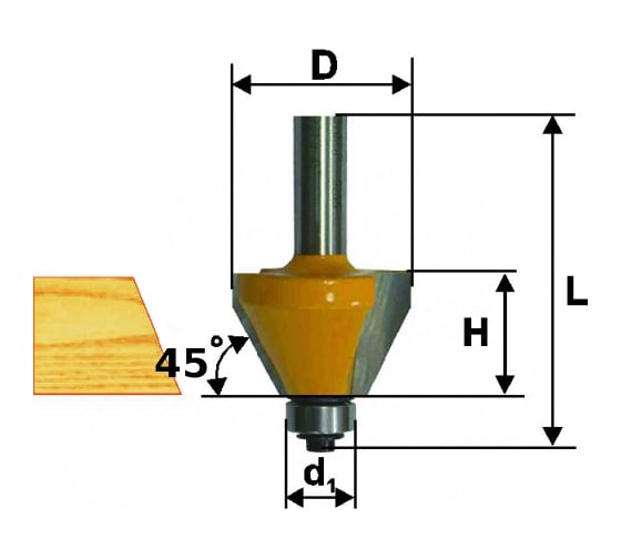 Изображение товара Фреза кромочная конусная (31.8х13 мм; 45°; хвостовик 8 мм) по дереву Энкор 9235