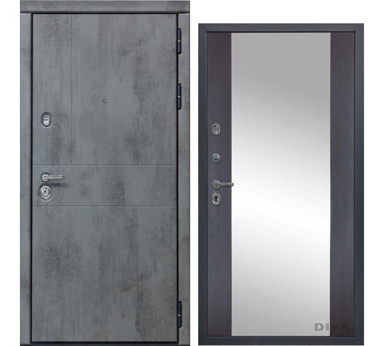 Изображение товара Дверь DIVA 48 (2050x960 мм; зеркало; правая; бетон темный - Д15 венге) УТ-00076396