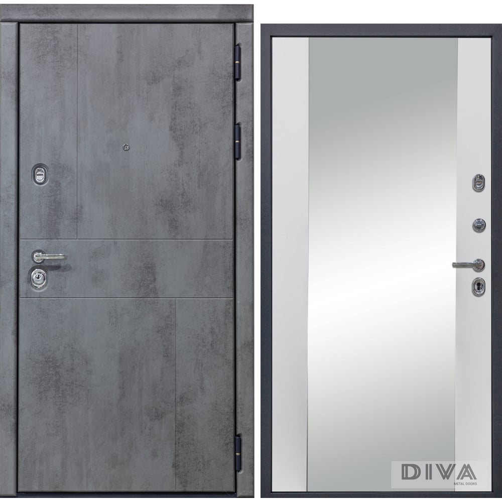 Правая дверь DIVA комплект межкомнатной двери с 6 07 бетон снежный 2000x700