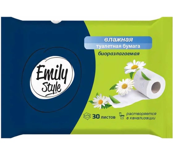 Изображение товара Туалетная бумага Emily Style влажная, упак 30 листов 218424