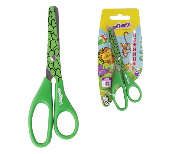 Изображение товара Ножницы ЮНЛАНДИЯ САФАРИ, 130 мм, с цветной печатью, картонная упаковка с подвесом 236986