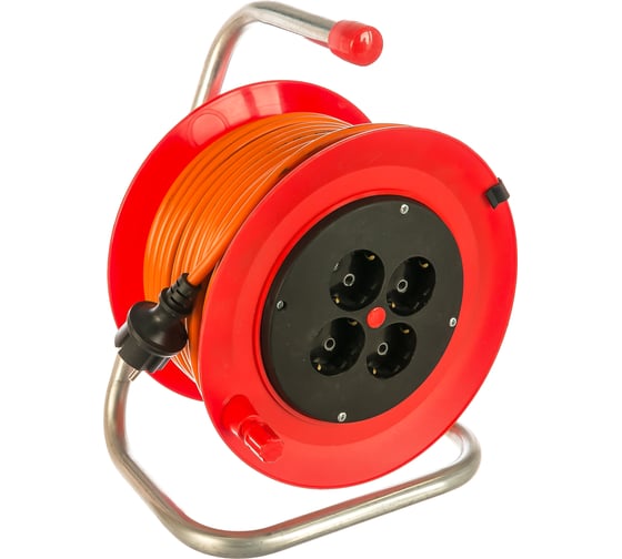 Изображение товара Силовой удлинитель на катушке, с заземлением, 30м, 4 розетки LUX, К4-Е-30, ПВС3х1.5