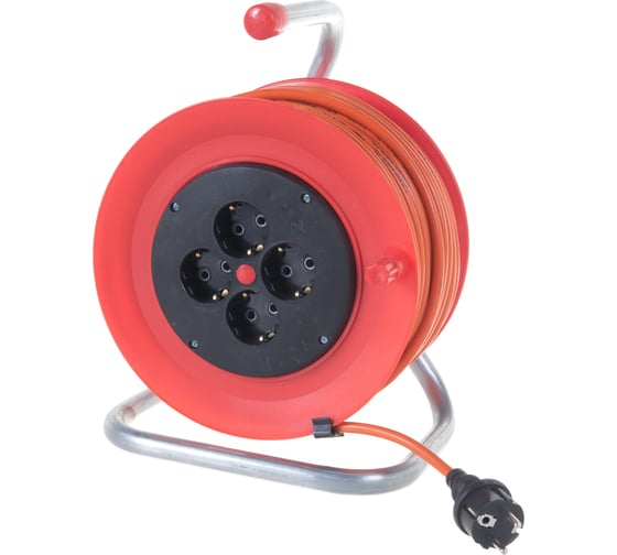 Изображение товара Силовой удлинитель на катушке, с заземлением, 40м, 4 розетки LUX, К4-Е-40, ПВС 3x1.5