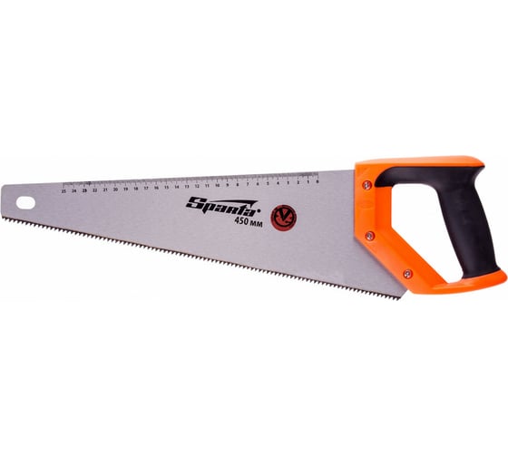 Изображение товара Ножовка SPARTA по дереву,450 мм,7-8 TPI, зуб-2D, каленый зуб, линейка, двухкомпонентная рукоятка// 235025