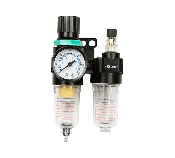 Изображение товара Фильтр влагоотделитель с лубрикатором для пневмоинструмента Sturm 1710-02-02