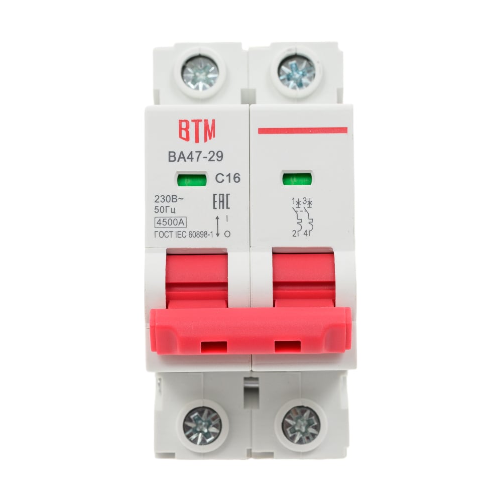 Изображение товара Автоматический выключатель ВТМ ВА47-29-2С16-4,5кА-УХЛ3 для защиты электросетей