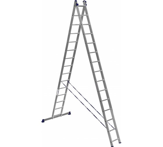 Изображение товара Лестница алюминиевая Алюмет 2х15 ступеней двухсекционная универсальная усиленная HS2 6215