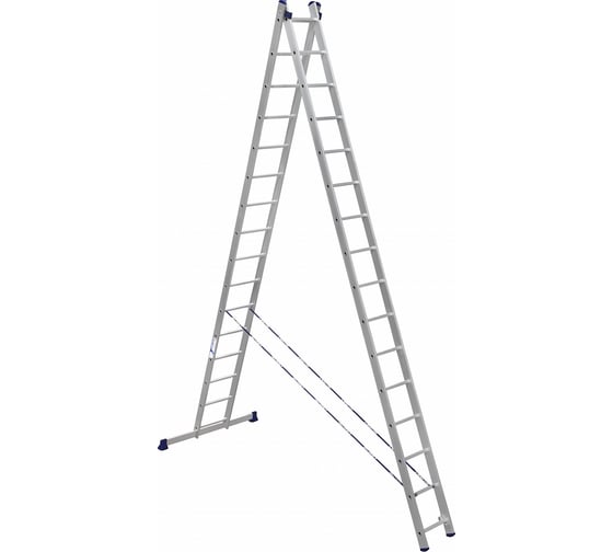 Изображение товара Лестница алюминиевая Алюмет 2х16 ступеней двухсекционная универсальная усиленная HS2 6216