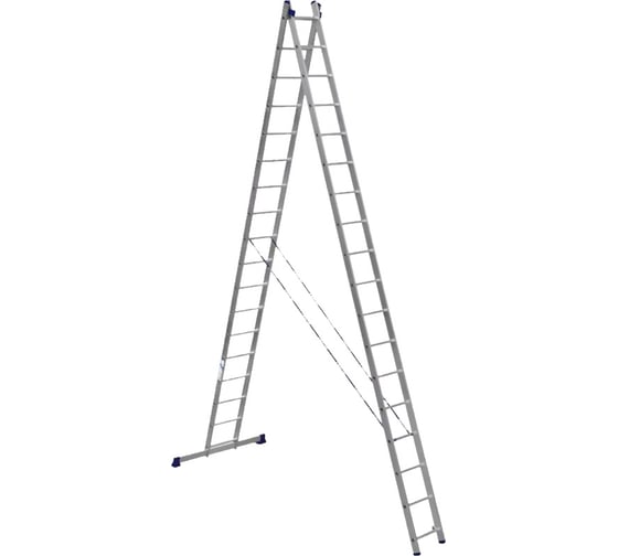 Изображение товара Лестница алюминиевая Алюмет 2х17 ступеней двухсекционная универсальная усиленная HS2 6217