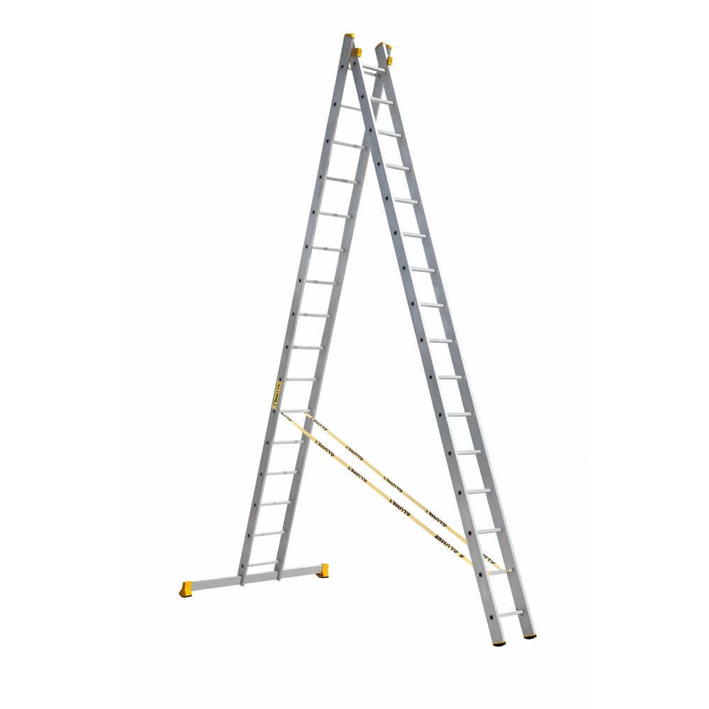 Алюминиевая двухсекционная лестница Алюмет алюминиевая приставная профессиональная лестница алюмет p1 9108