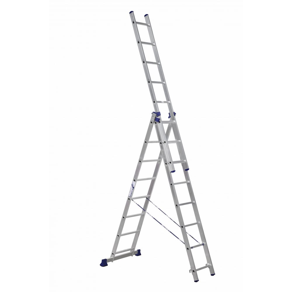 Универсальная алюминиевая трехсекционная лестница Алюмет лестница трехсекционная 282×476×646 см