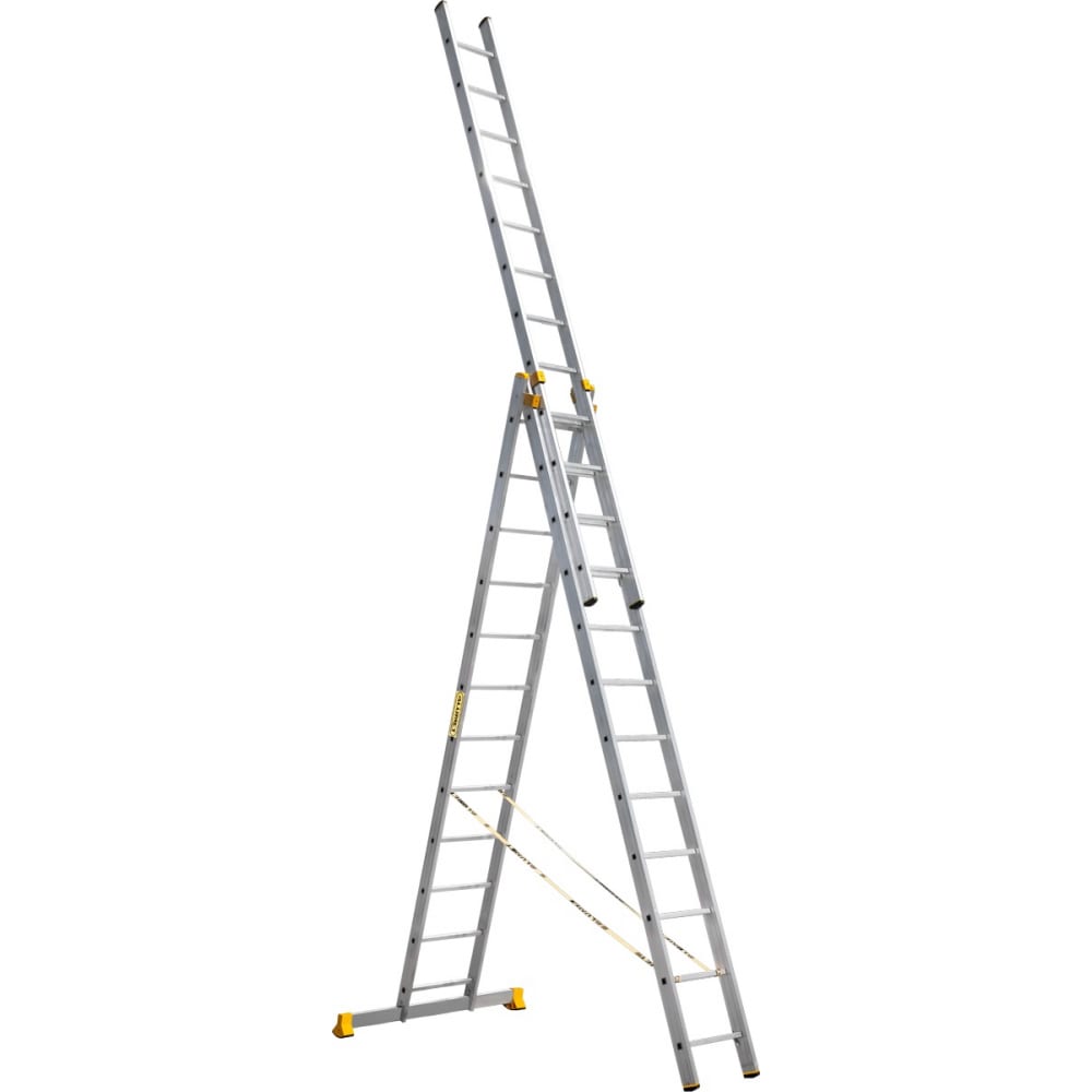 Алюминиевая трехсекционная лестница Алюмет лестница энкор 69686 трехсекционная 3х12 ступеней