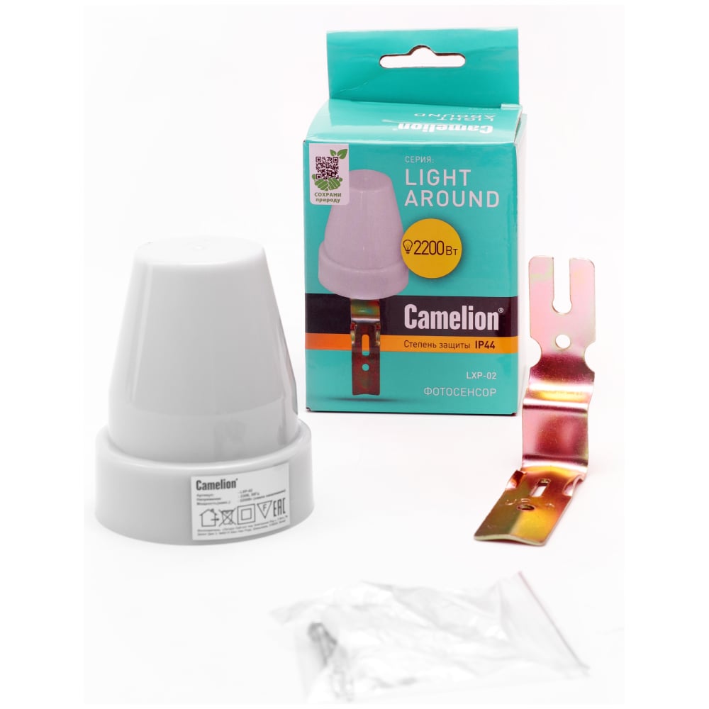 Изображение товара Электронный фотосенсор включения освещения Camelion LXP-02 220 В 2200 Вт IP44 белый